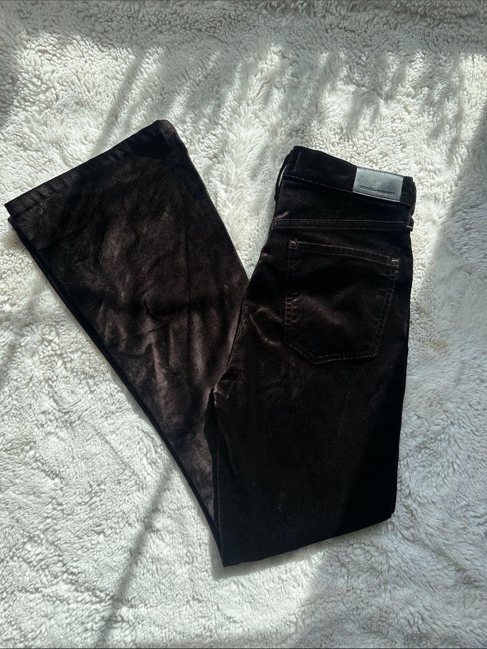 COH Lilah Chocolate Brown Velour Bootcut Pants Soft Suede Like